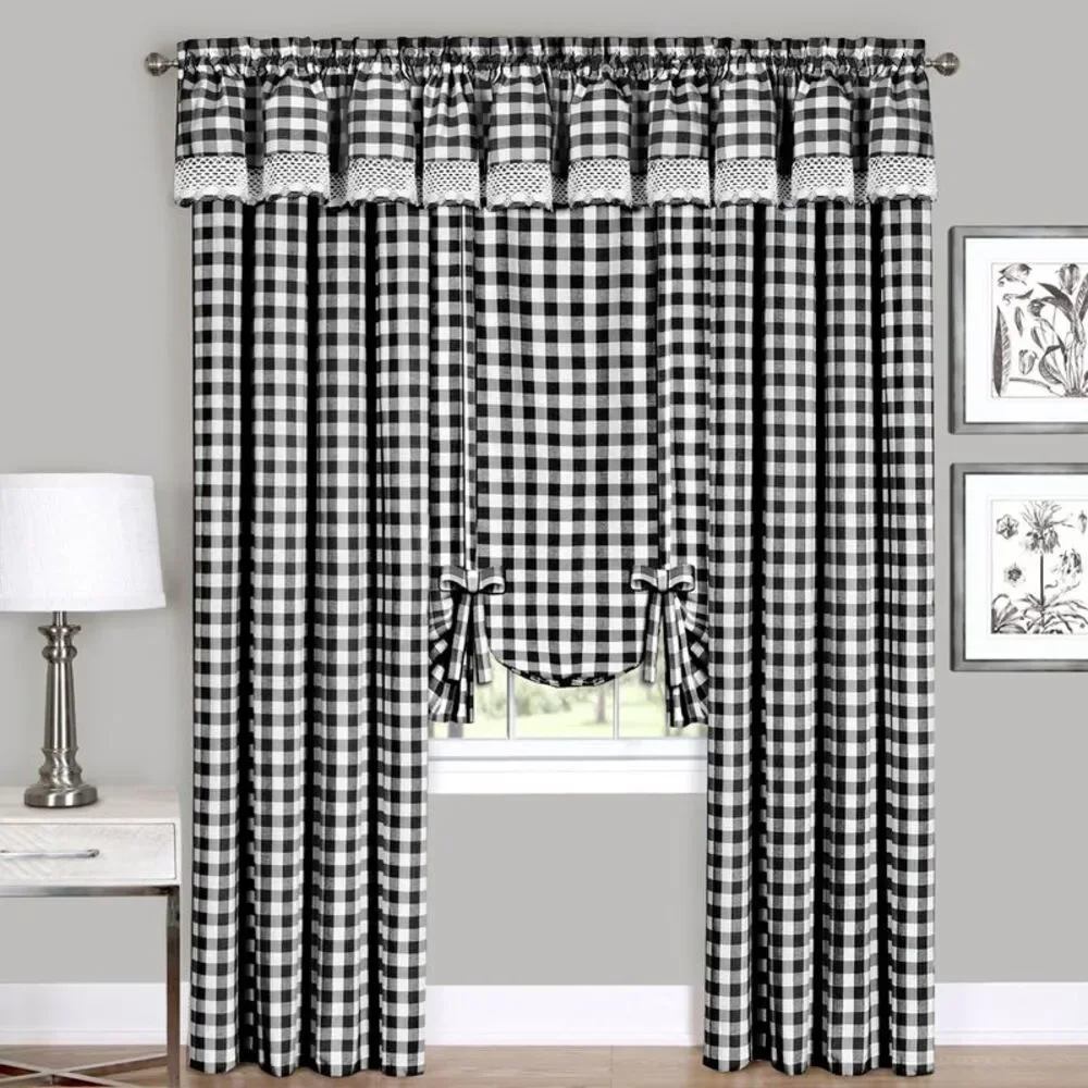 Achim Home Furnishing: Buffalo Black Plaid Modern Window Curtain Panel : 58